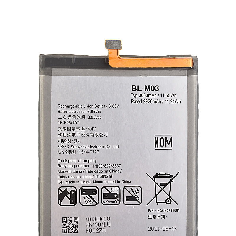 3 85V 2920mAh Battery For LG K22 K200 BL M03 Bulklcdparts