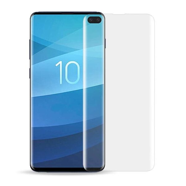 Full Curved Tempered Glass Screen Protector for Samsung Galaxy S10 Plus G975(with UV Light & UV Glue) (Retail Packaging)