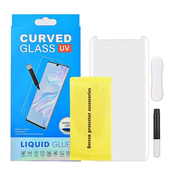 Full Curved Tempered Glass Screen Protector for Samsung Galaxy S9 Plus G965(with UV Light & UV Glue) (Retail Packaging)