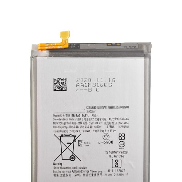 3.86V 4860mAh Battery for Samsung Galaxy A31 (2020) A315/ A32 4G (2021) A325 Compatible (EB-BA315ABY)