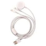 3 in 1 3ft Magnetic USB Charging Cable for iPhone/ iPad/ Apple Watch - White