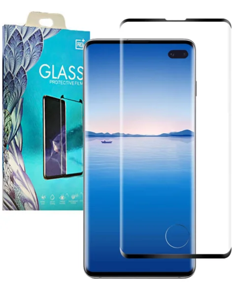 Galaxy S10 Plus Tempered Glass Support Fingerprint Sensor (Case Friendly/3D Curved/1 Pcs)